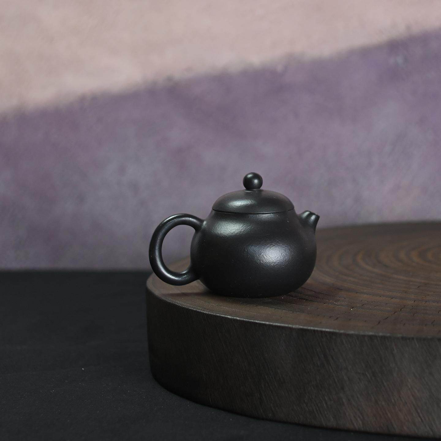 原矿朱泥捂灰纯手工文旦100ML小品光素自用宜兴紫砂壶功夫泡茶壶
