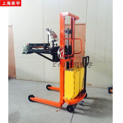PDSW500-15AH-EX电子油桶秤手动翻转倾倒车铁桶倒料车防爆倒桶秤