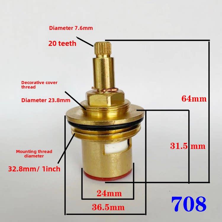 新金牛708PPR太阳能上水暗阀免砸墙陶瓷片阀芯维修配件全铜手轮