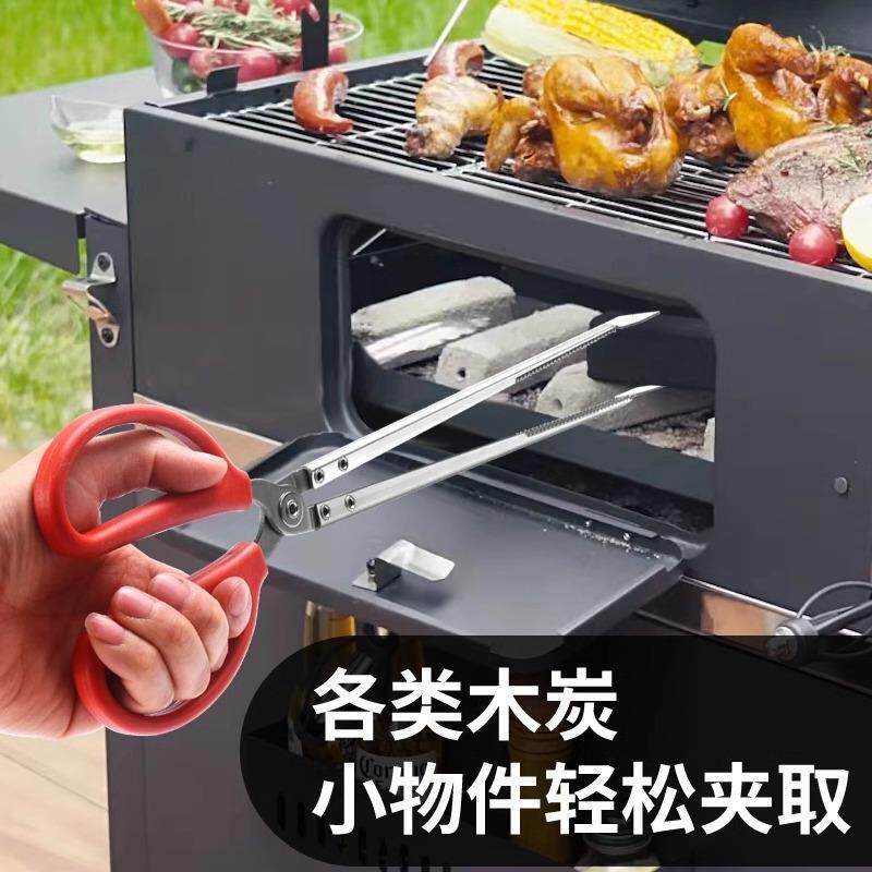 火钳家用烧火捡垃圾夹子下水道长镊子取物加长不锈钢拾物器碳夹