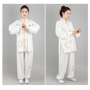 高档极太服女春夏长练功服星光麻绣花太极武拳术表演服短袖 团体表