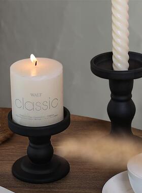 直销新款美式复古黑色铁艺烛台家居烛光晚餐桌装饰摆件民宿装饰品