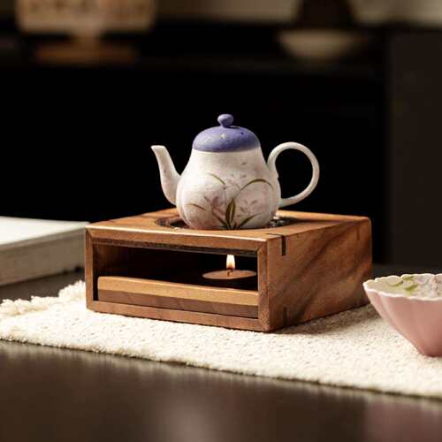弥言胡桃木温茶炉蜡烛加热底座公杯茶壶保温炉子提香烤茶炉温茶器