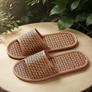 2026新款夏季室内草垫藤草鞋妇女防滑软底家用男子夏季地板家拖鞋