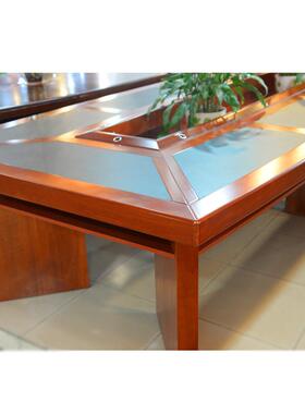 中式办公家具厂家条形实木木皮会议桌 大型会议桌油漆会议桌H-801