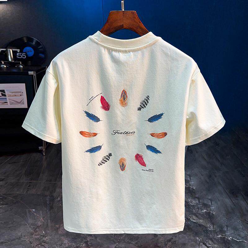 夏季新款轻奢男士短袖T恤印花情侣休闲宽松半袖ins潮流大码上衣男