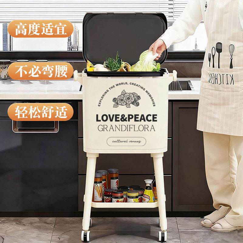 厨房垃圾桶家用双桶免弯腰新款款大号加大容量厨余专用干湿分离