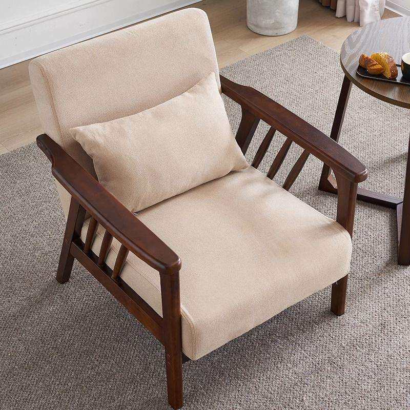 单人沙发椅实木休闲椅子现代简约客厅阳台民宿酒店桌椅日式家用