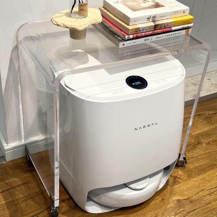 亚克力边几带轮云鲸伴侣科沃斯N9石头扫地机器人置物架创意小推车