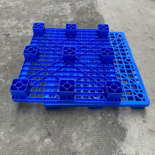 PE塑胶托盘工厂车间单面九脚塑料托盘1200*1000*130四面进叉网格