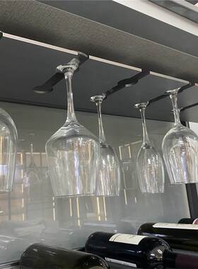 轻型豪华定制铝合金双排单排酒杯架倒置顶部安装高脚杯架悬挂红酒