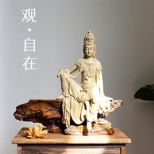 自厅在玄观音佛像新中意式禅摆件客书房关办公室古法鱼缸家HHJ居