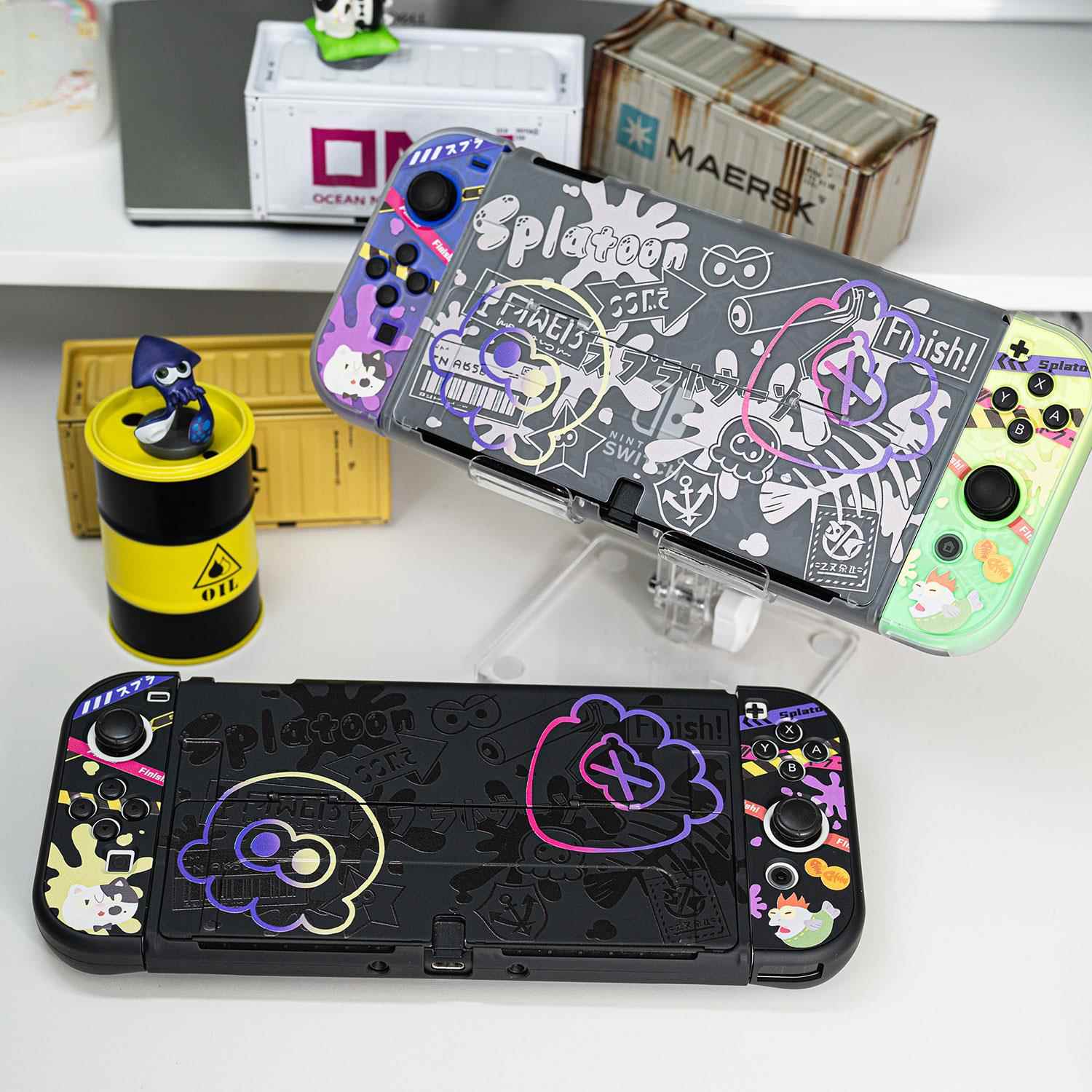 异玩switch oled保护壳任天堂nsoled保护套硬壳斯普拉遁喷喷3硬壳