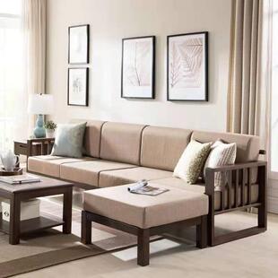 青具纯实木沙发橡木三人家沙发北欧转角0015沙发组合位简约原木岛