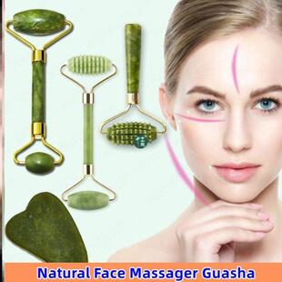 Guasha Jade Roller Natural Facial Massager Scraper Skin Face