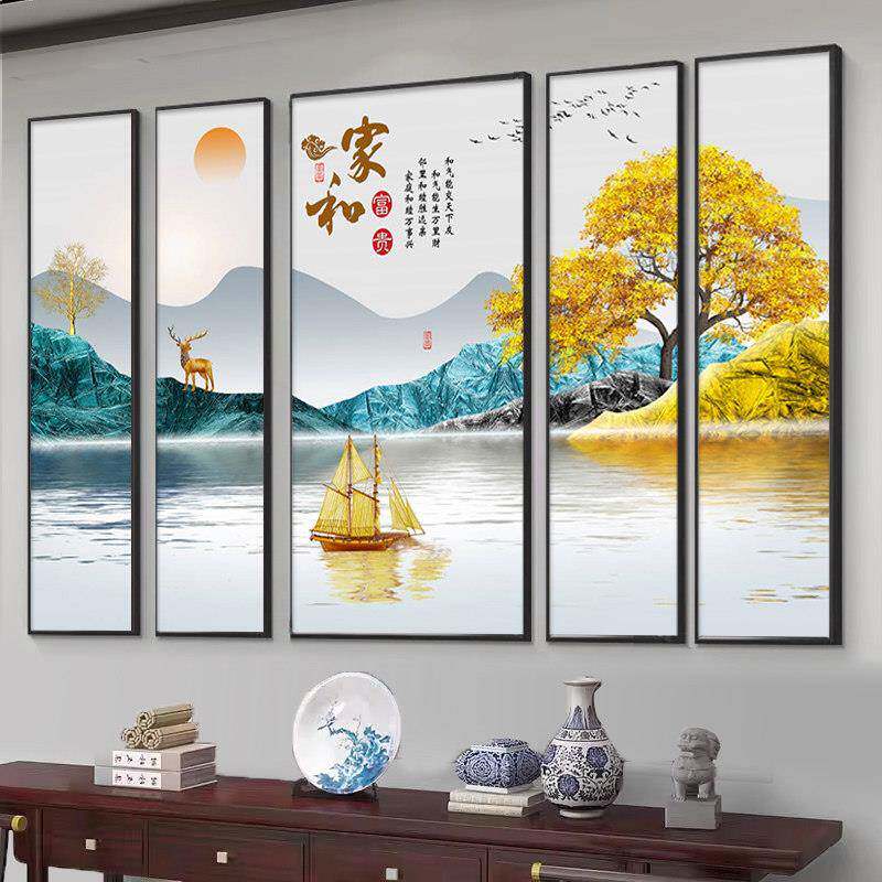 中堂画家和万事兴客厅挂画新中式农村堂屋大气山水装饰画自建房画