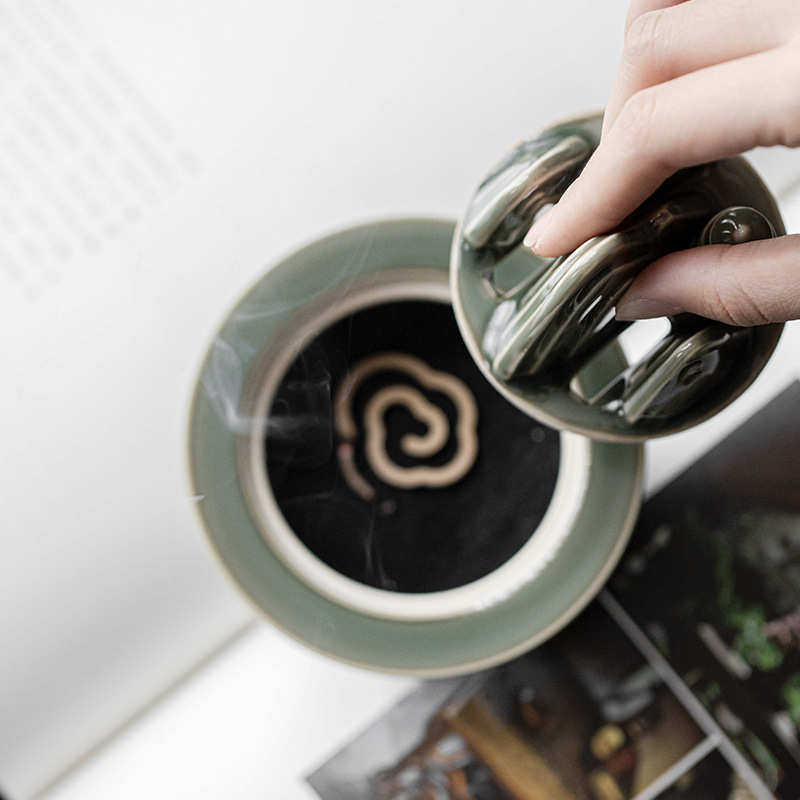 宜室茶话越窑青瓷创意家用盘香炉茶道摆件室内禅意香薰炉香器香座,餐饮具,茶具礼盒,淘宝优惠券,粉丝福利购,淘宝优惠卷