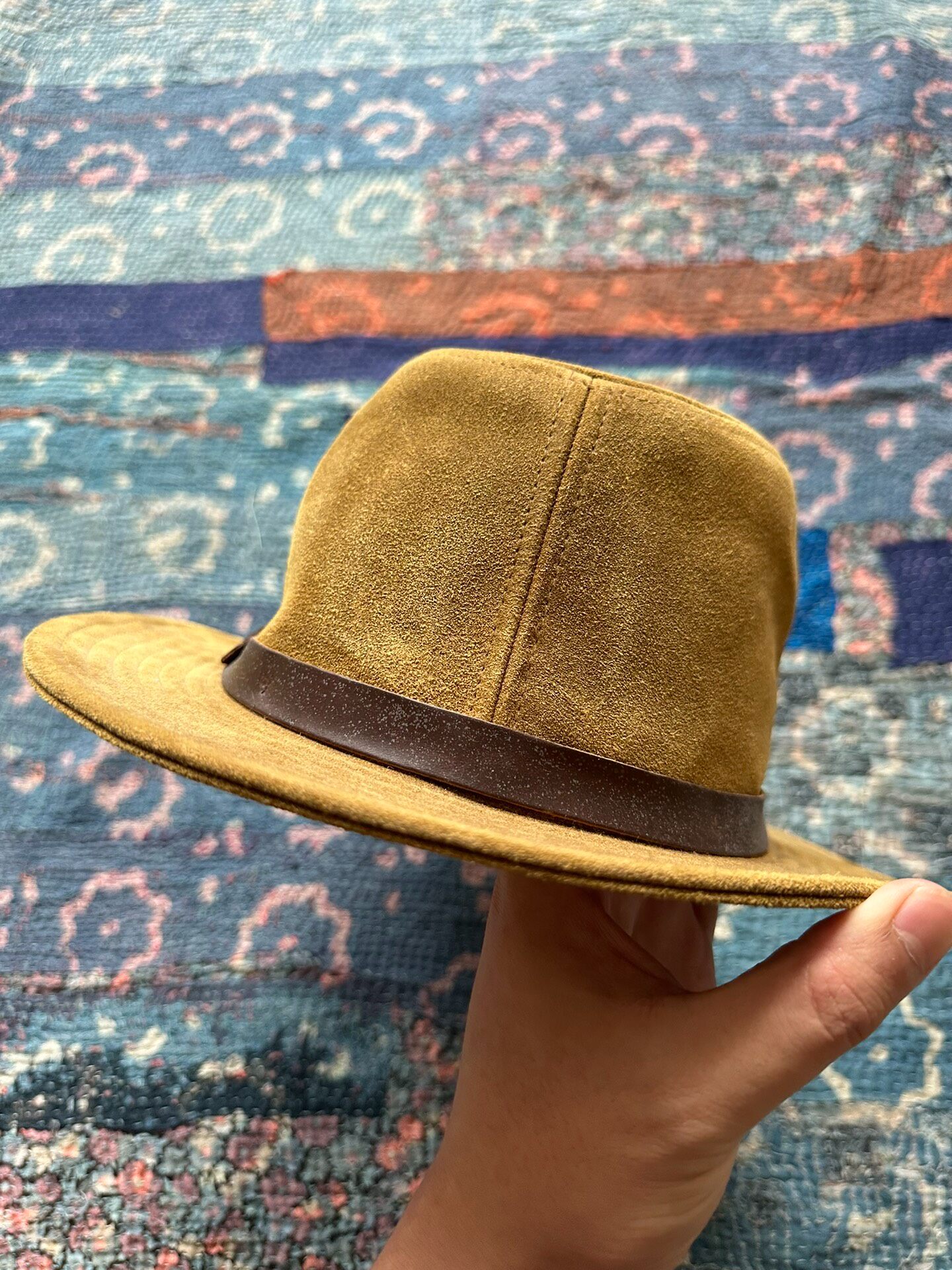 RRL Brown Leather Formal Hat — detail