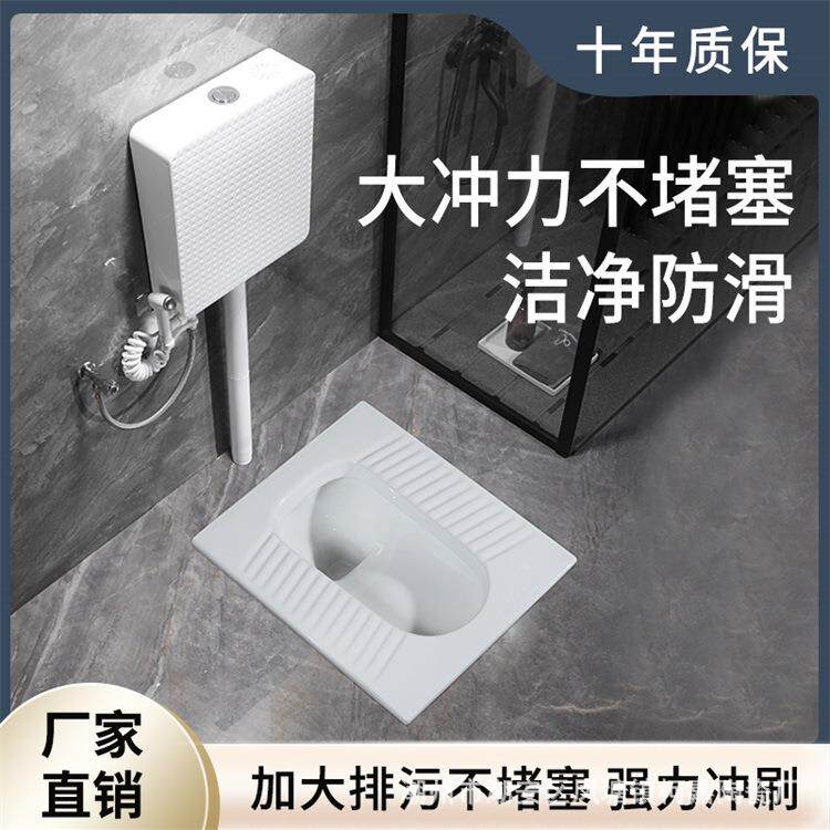 家用卫生间蹲便器套装厕所陶瓷智洁釉面防臭一体式蹲式下排水蹬便