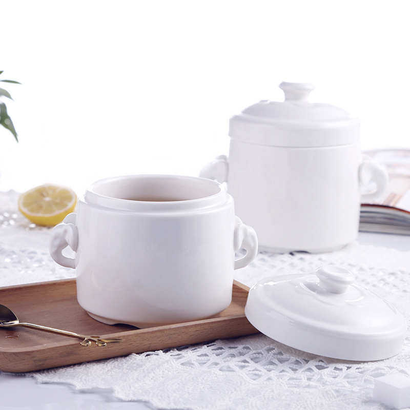 日式双耳隔水炖盅纯白创意陶瓷带盖汤盅 燕窝蒸蛋迷你炖汤煲盖碗,餐饮具,碗,淘宝优惠券,粉丝福利购,淘宝优惠卷