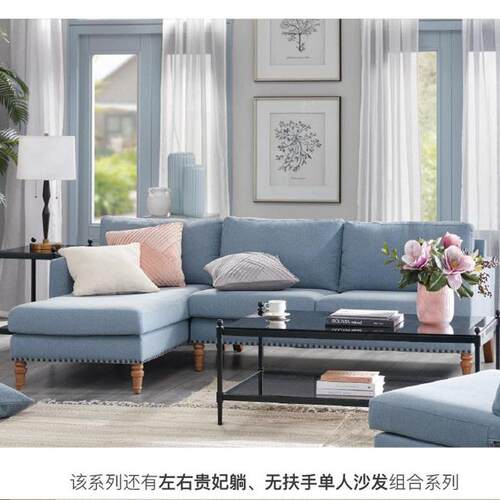 美式轻奢小户型客厅布艺沙发北欧现代简约奶油风民宿样板房家具
