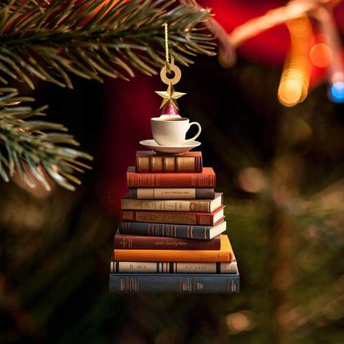 Christmas Tree Shaped Bookshelf Pendant Book Stacking Decora