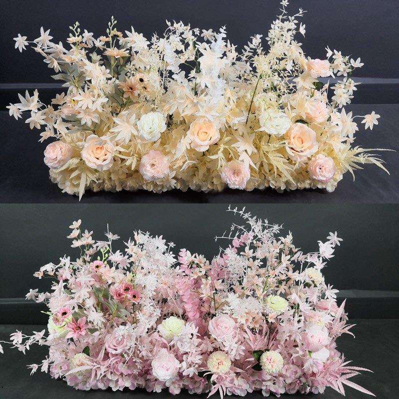 婚庆新款假花仿真路引花排婚礼堂布置花排路引地排花中式红色花艺