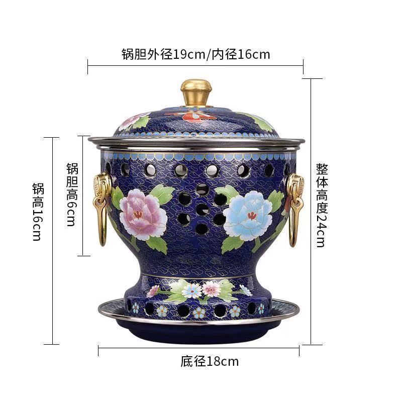 景泰蓝单人铜火锅珐琅自助小火锅加厚纯铜分餐火锅炉商用植物油锅