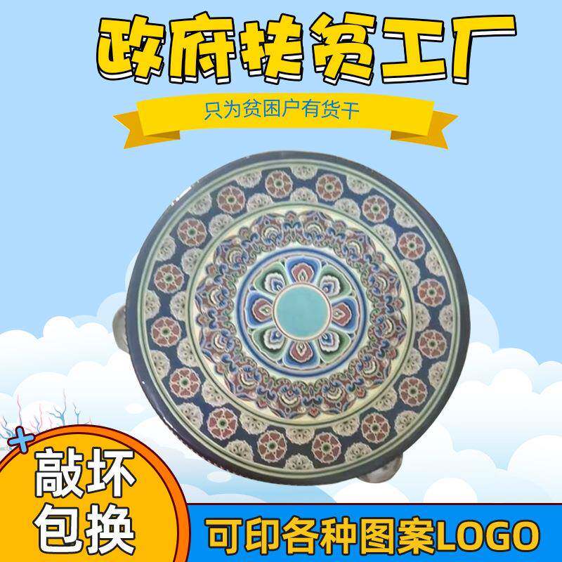 奥尔夫儿童打击乐器4寸卡通6寸卡通铃鼓木制幼儿园老师表演手鼓