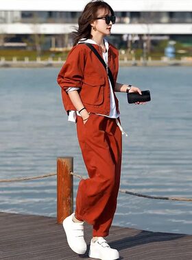 欧洲站休闲运动套装女2026新款春秋季显瘦减龄洋气内搭卫衣三件套