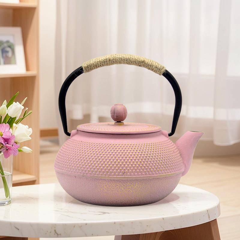 彩色铸铁壶 900ml新款简约生铁茶壶煮水泡茶家用养生配套茶具套装
