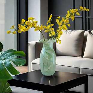 法式复古氛围感波浪凹凸肌理纹琉璃玻璃花瓶手工鲜插花装饰摆件