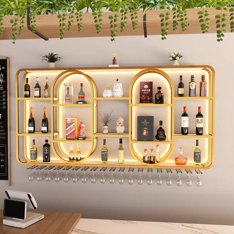 简约壁挂酒架吧台墙上发光酒柜客餐厅挂墙展示柜家用置物架收纳架