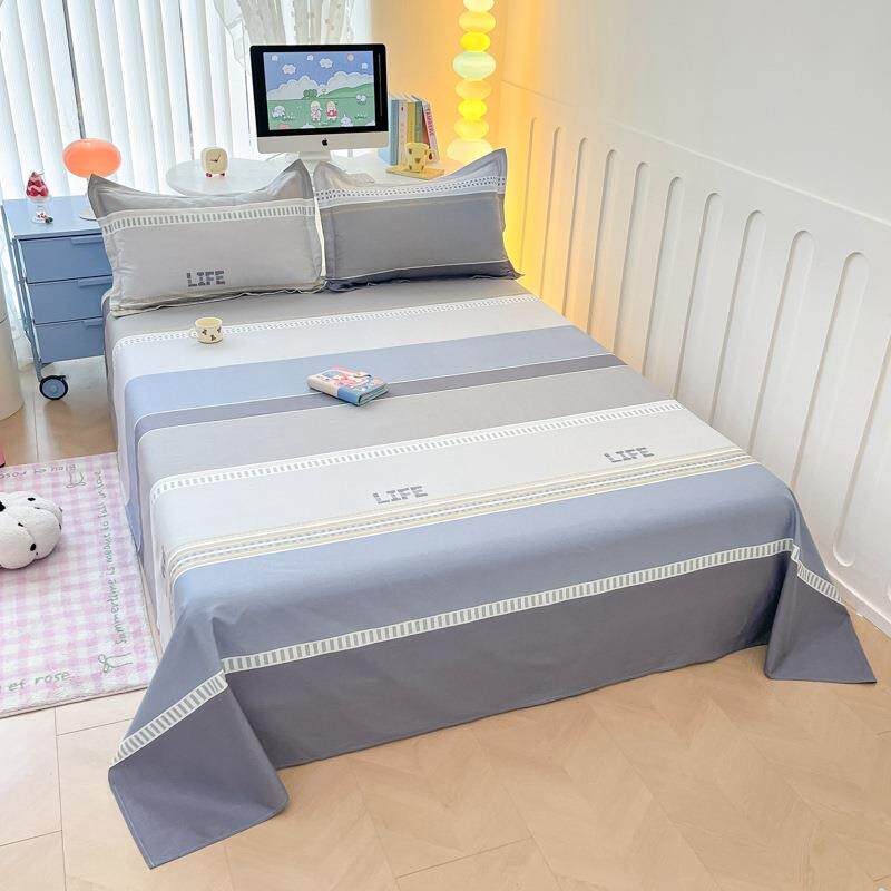 纯棉印花单床单25新款水洗棉亲肤床单学生宿舍可机水洗床单三件套