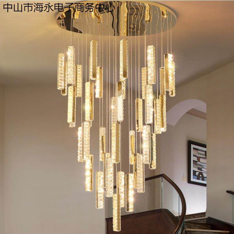 楼梯灯长吊灯后现代水晶大吊灯楼梯间吊灯复式楼别墅水晶客厅灯具