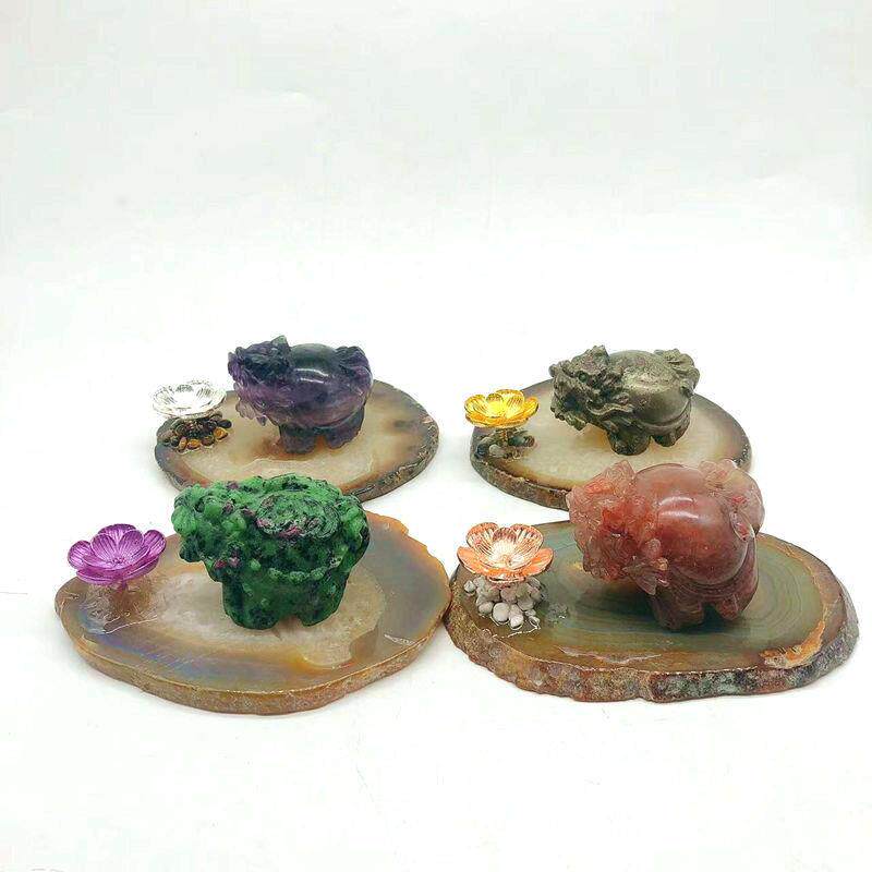 天然水晶龙龟搭配玛瑙底盘小摆件简单大方厂家直销百搭款