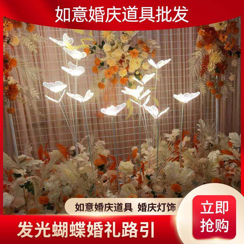 婚庆婚场礼道具蝴铁艺蝶路引礼礼堂现FSO发光布置求婚婚现场地插
