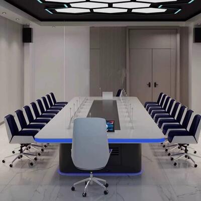 现代科技感无纸化会议桌长桌智能研判桌指挥桌创意大型多人会议桌