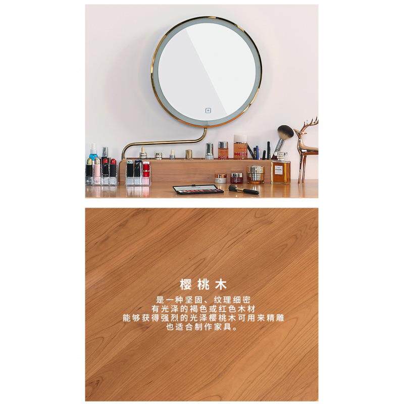 梳妆台镜子可翻转台式桌面化妆镜带灯圆镜子智能led灯多功能图片