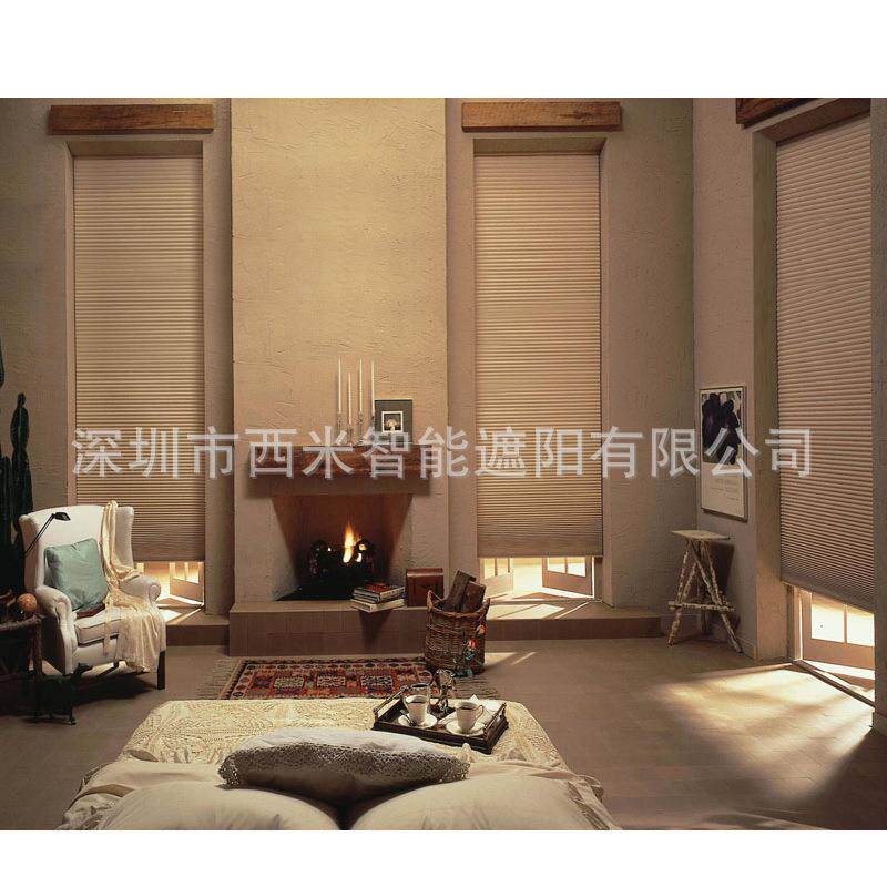 客厅厨房卧室阳台可免打孔安装手动拉珠蜂巢帘遮阳隔热风琴帘