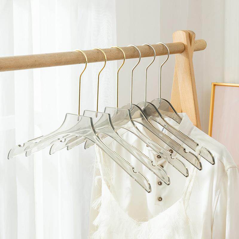 烟灰色衣架服装店女装亚克力水晶透明衣挂裤夹防滑无痕衣撑