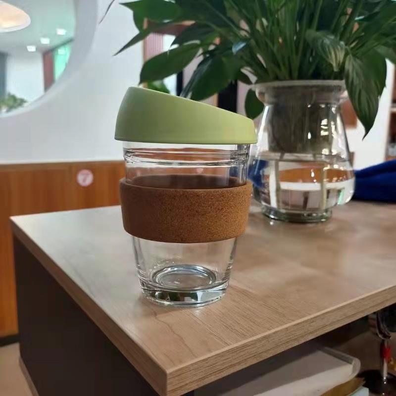 咖啡馆硅胶杯套咖啡杯简约大容量玻璃水杯商务礼品可印刷定制印刷