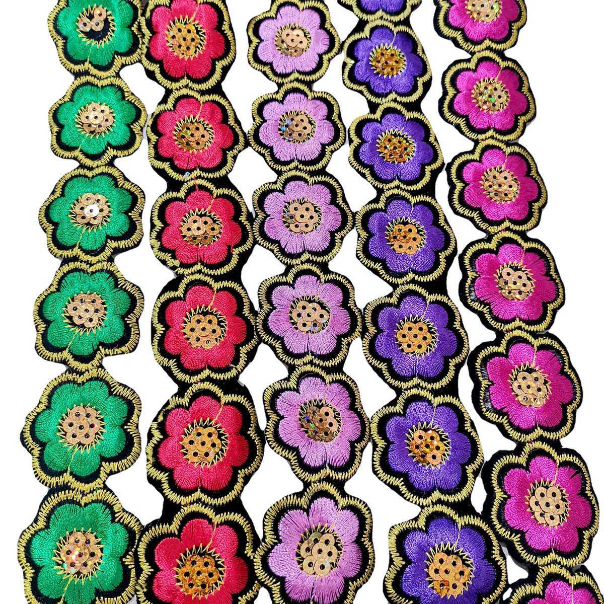 4.5米长条烫花熨烫布贴花边 彩色小花朵金色亮片刺绣服装辅料装饰,居家布艺,花边,淘宝优惠券,粉丝福利购,淘宝优惠卷