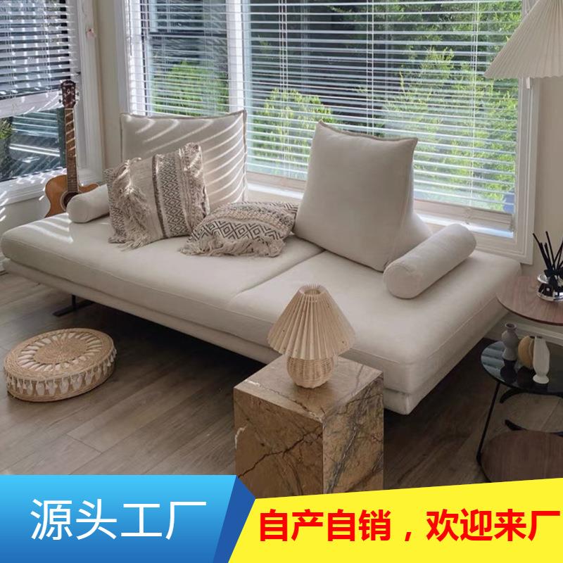 北欧创意无靠背沙发现代小户型床可移动书房卧室贵妃布艺