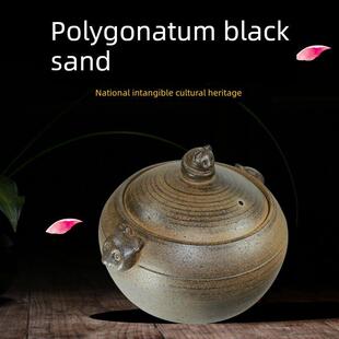 纯手工 雅安荥经黑砂煲汤熬粥炖肉耐高温明火无釉土砂锅炖锅