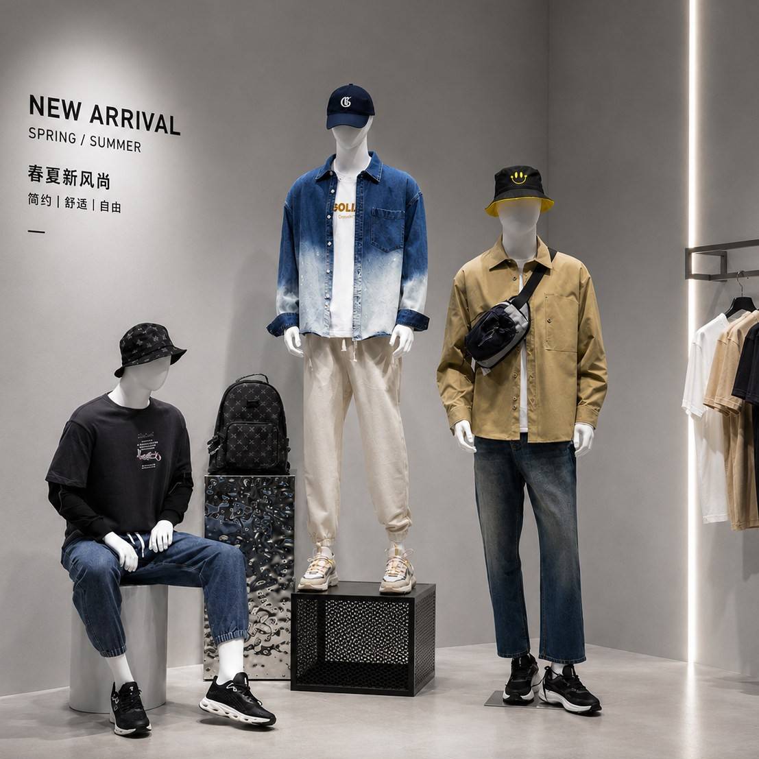 高档男模特道具全身哑白假人体男装人台服装店橱窗模特架子展示架