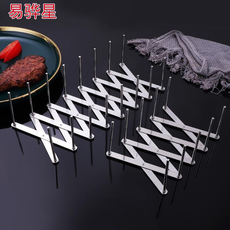 不钢多厅盘子架锅盖架侧可伸缩折叠用途蒸架餐家锈用厨放房收纳架