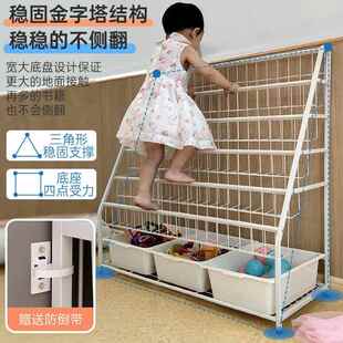 儿童玩书架LRO宝宝绘本架家易用一体落置物架可移动简地书柜具收