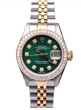 表盘可选择 [9.8新]劳力士日志型间金自动机械镶钻女士手表69173