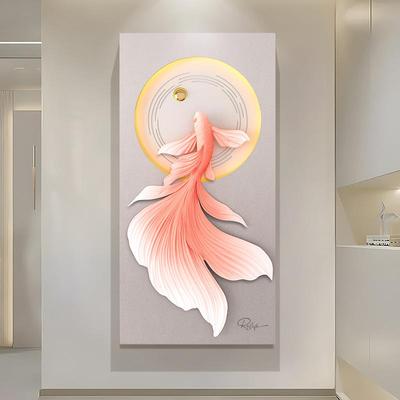 3雕D立体浮玄关装饰画入户对正面门2024年新款高悠然上游端奢高级